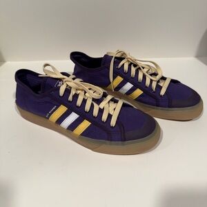 adidas Men's Purple Sneakers with Yellow and White Stripes